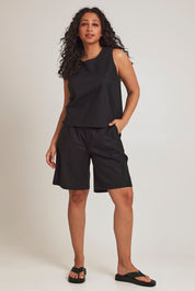Preloved Linen Cotton Long Short - Black