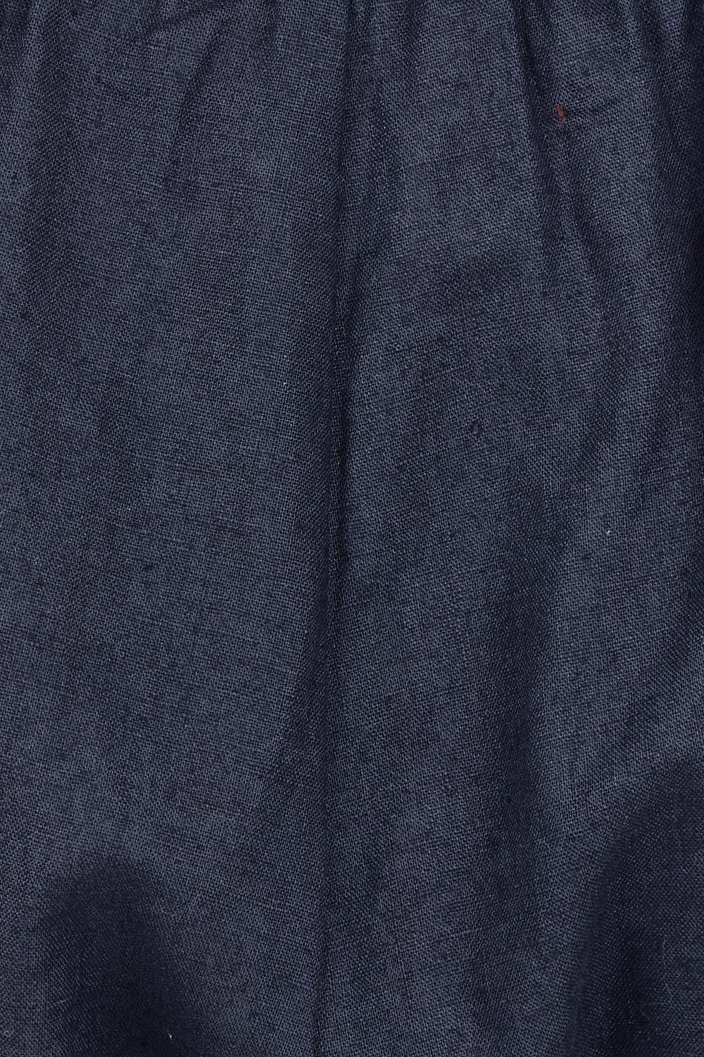 Product shot of the Linen Cotton Long Short in colour Navy (Blue), detail