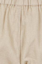 Product shot of the Linen Cotton Long Short in colour Stone, detail