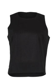 Product shot of the Linen Cotton Split Hem Tank in colour Black (Black), from the front