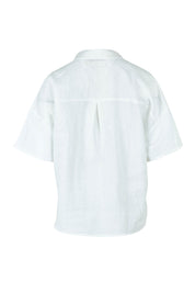 Product shot of the Linen Cotton Relaxed Shirt in colour White (White), from the back
