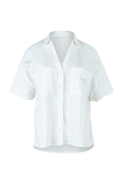 Product shot of the Linen Cotton Relaxed Shirt in colour White (White), from the front