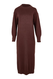 Product shot of the Cotton Wool Cashmere Jumper Dress in colour Coco, from the front
