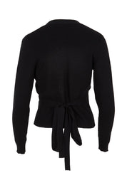 Preloved Cotton Cashmere Ribbed Wrap Top - Black