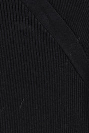 Preloved Cotton Cashmere Ribbed Wrap Top - Black