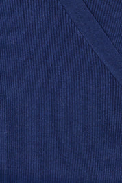 Cotton Cashmere Ribbed Wrap Top – Navy