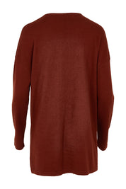 Product shot of the Cotton Cashmere Tunic in colour Chestnut, from the back