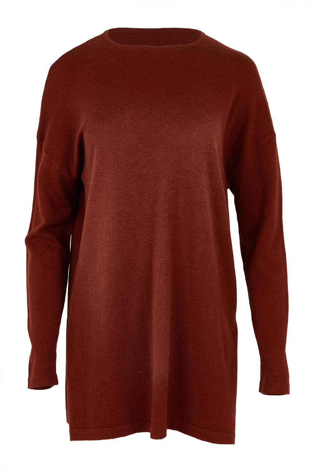 Product shot of the Cotton Cashmere Tunic in colour Chestnut, from the front