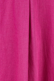 Product shot of the Linen Cotton V Neck Maxi Dress in colour Magenta (Pink), detail