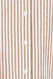 Product shot of the Cotton Oversized Stripe Boyfriend Shirt in colour Latte, detail