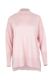 Product shot of the Merino Wool Back Split Tunic in colour Softpink (Pink), from the front