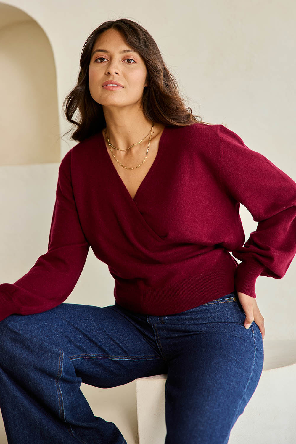 Wool Cashmere Wrap Sweater – Rosewood