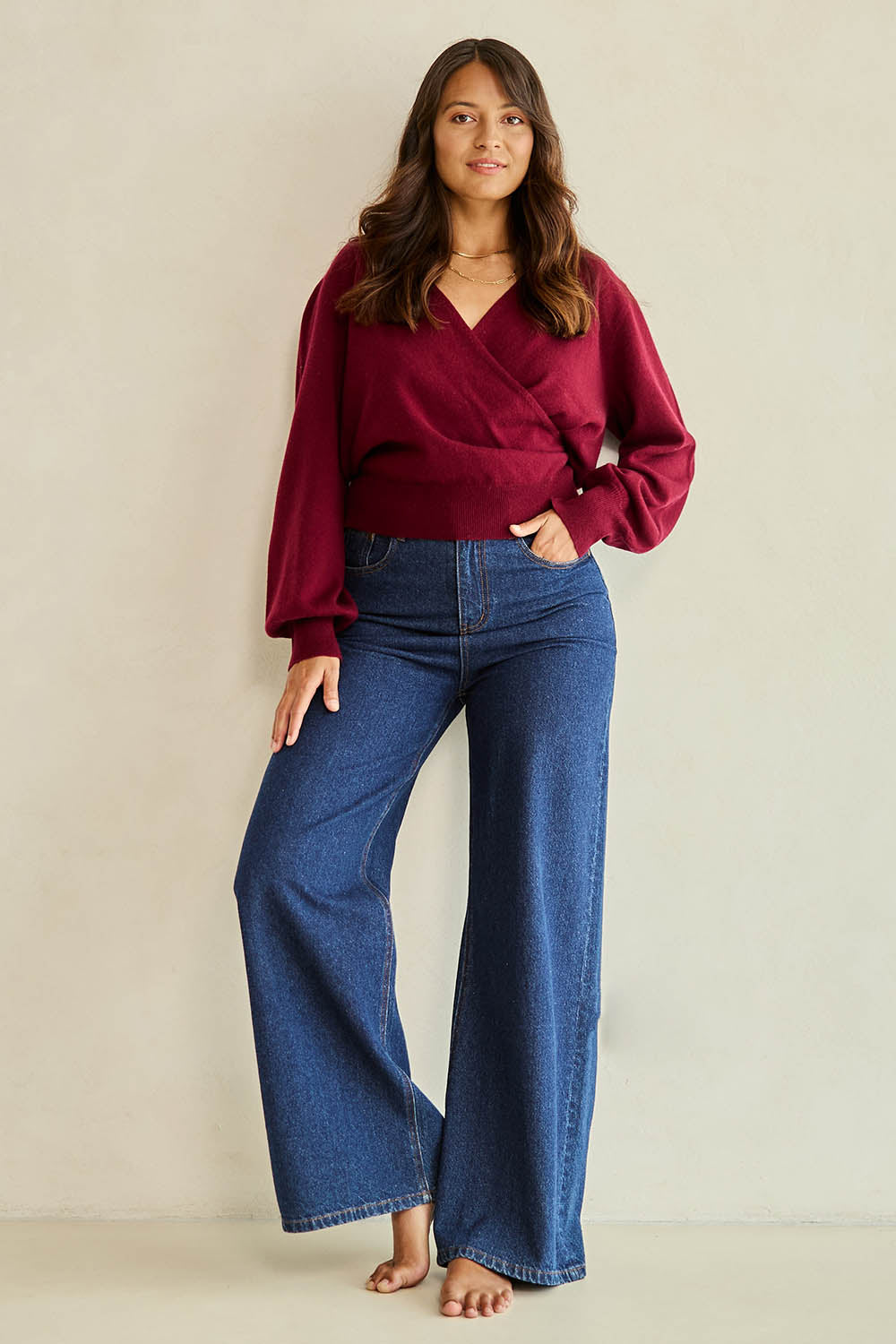 Wool Cashmere Wrap Sweater – Rosewood