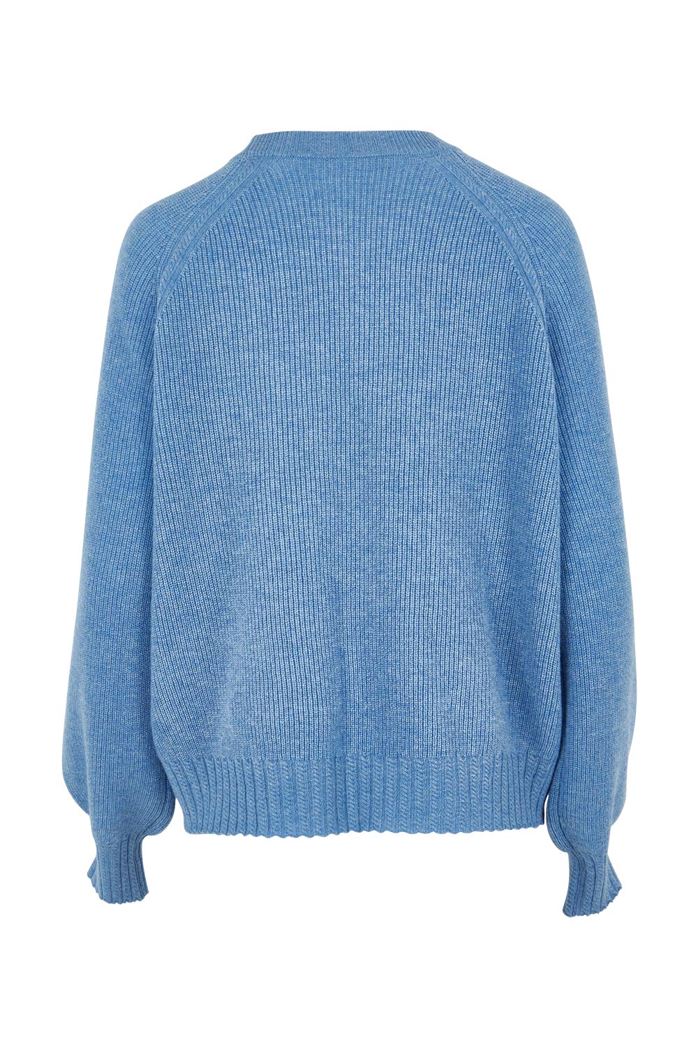 Product shot of the Wool Cashmere Sweater in colour Softblue (Blue), from the back