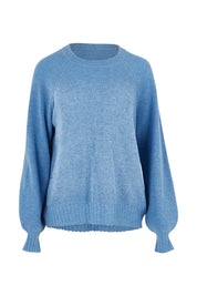 Product shot of the Wool Cashmere Sweater in colour Softblue (Blue), from the front
