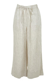 Product shot of the Linen Drawstring Pant in colour Natural, from the front