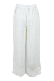 Product shot of the Linen Drawstring Pant in colour White (White), from the back