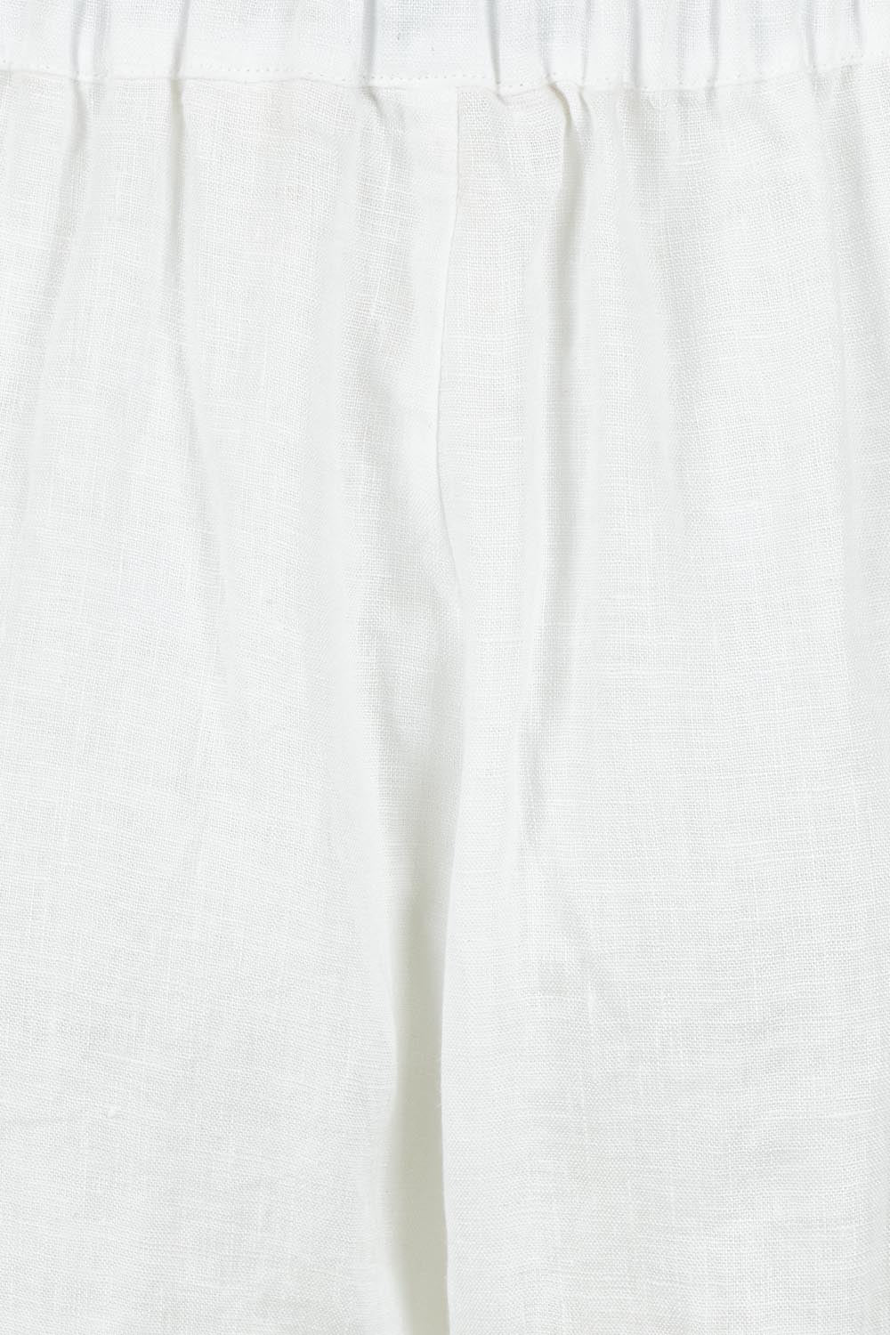 Product shot of the Linen Drawstring Pant in colour White (White), detail