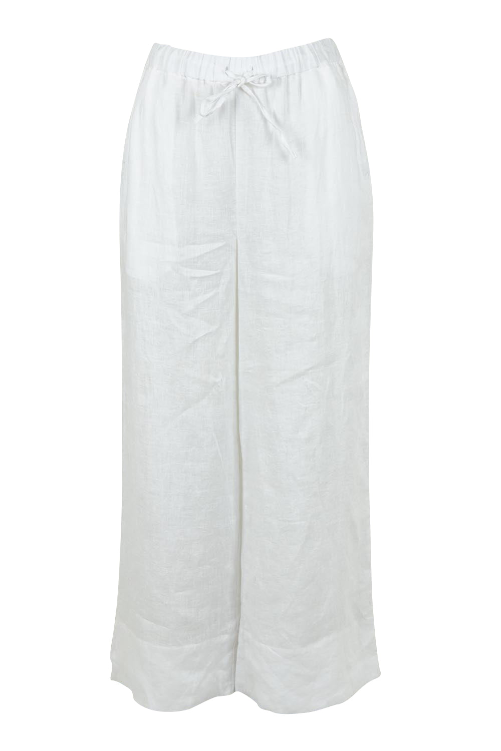 Product shot of the Linen Drawstring Pant in colour White (White), from the front