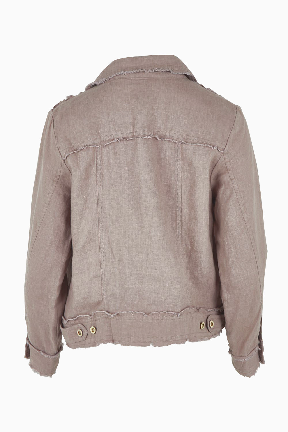 Product shot of the Linen Relaxed Jacket – Latte in colour Latte, from the back