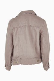 Product shot of the Linen Relaxed Jacket – Latte in colour Latte, from the back