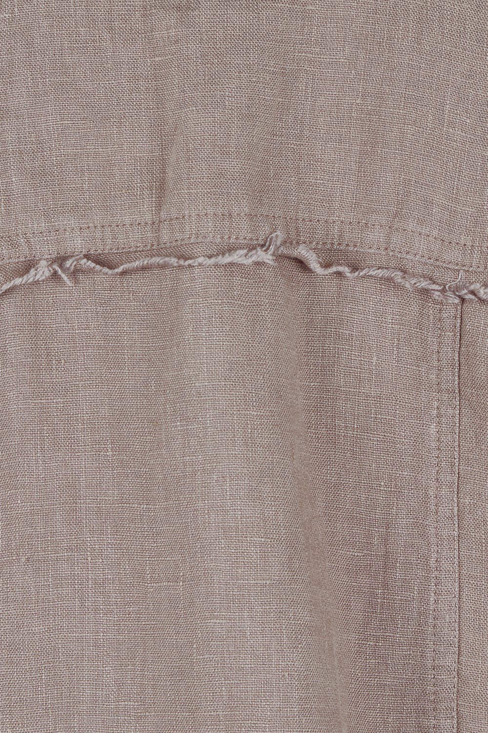 Product shot of the Linen Relaxed Jacket – Latte in colour Latte, showing detail