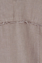 Product shot of the Linen Relaxed Jacket – Latte in colour Latte, showing detail