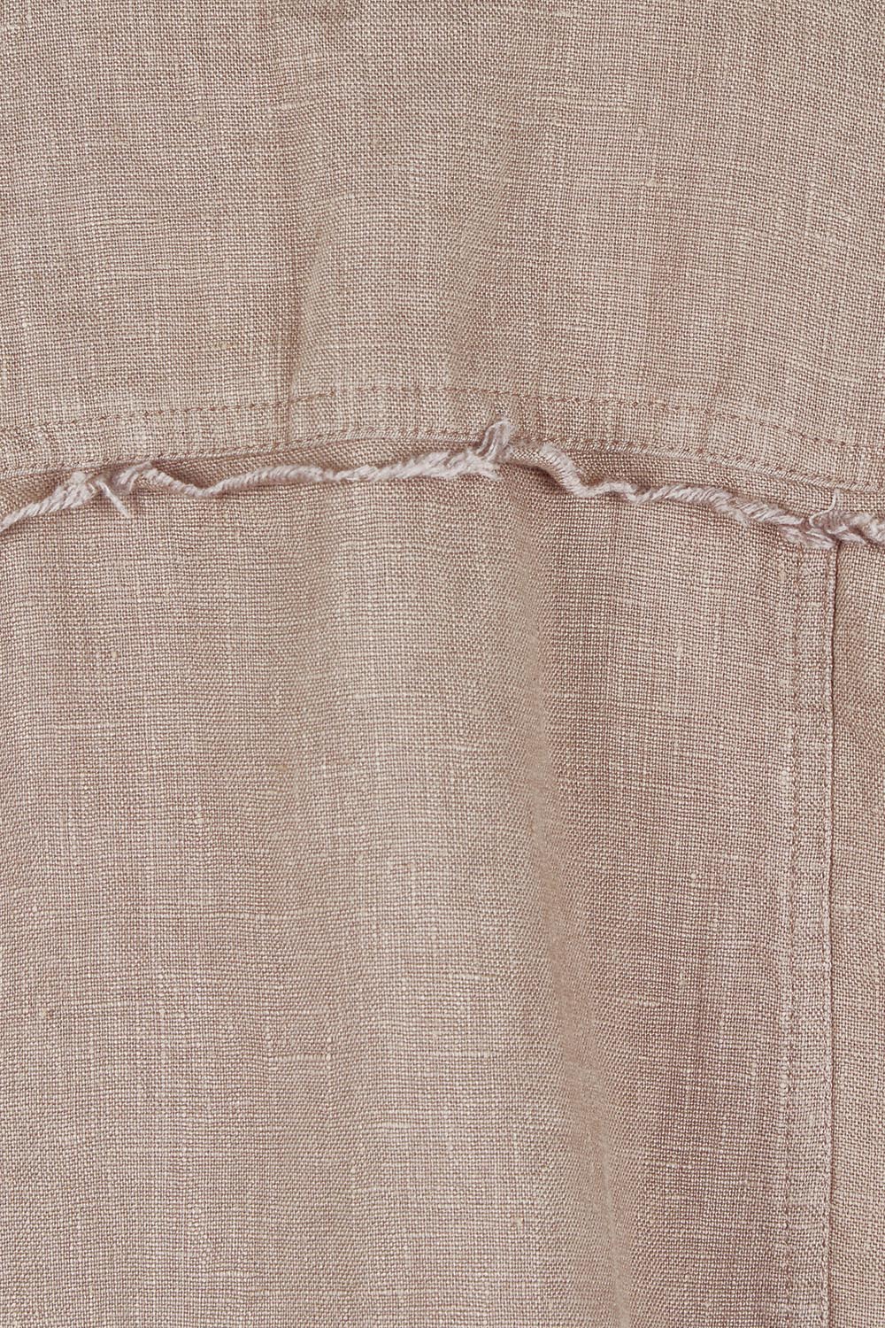 Product shot of the Linen Relaxed Jacket in colour Latte, detail