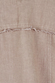 Product shot of the Linen Relaxed Jacket in colour Latte, detail