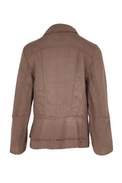 Product shot of the Linen Draped Jacket – Coffee in colour Coffee, from the back