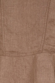 Product shot of the Linen Draped Jacket – Coffee in colour Coffee, showing detail