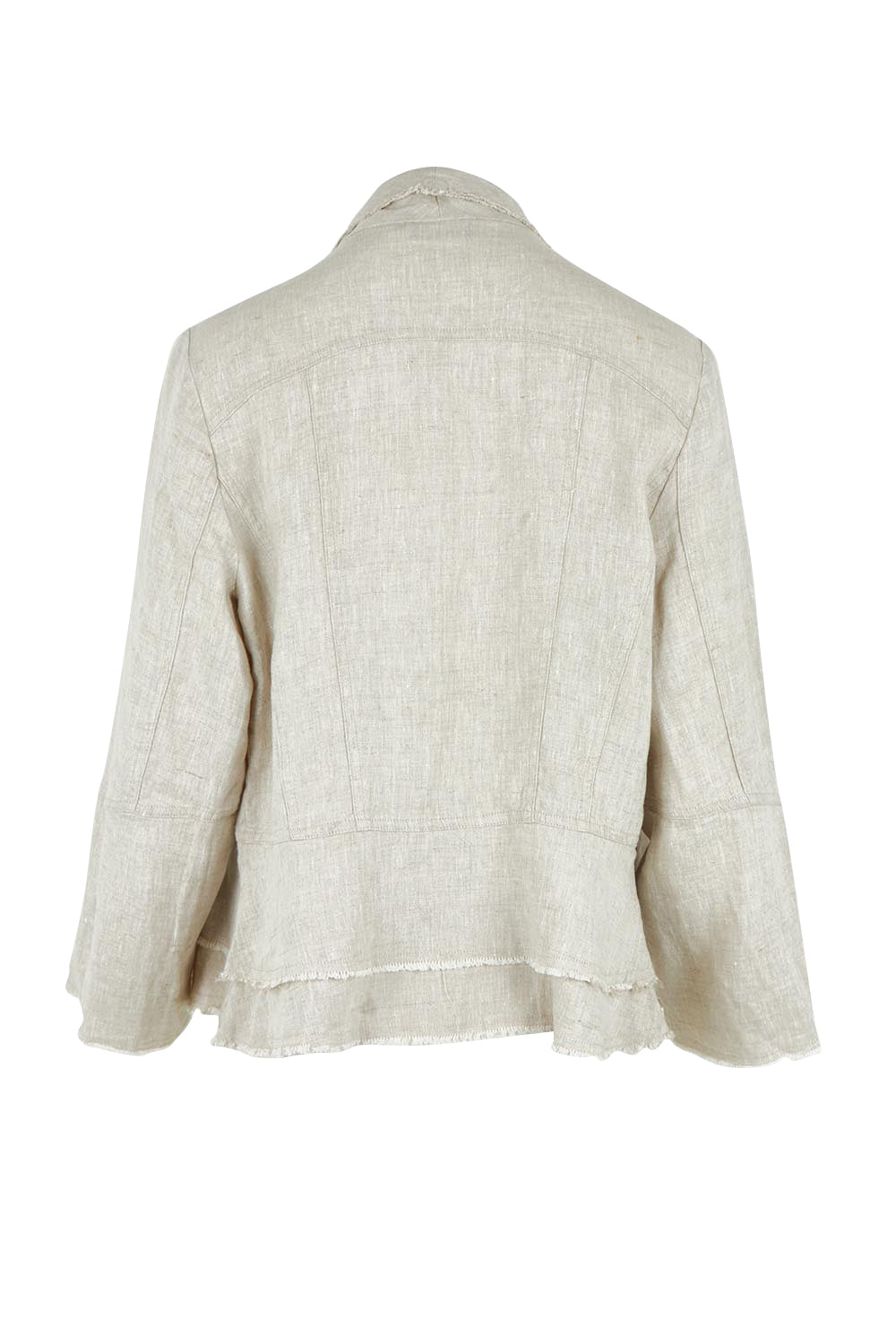 Product shot of the Linen Draped Jacket in colour Natural, from the back