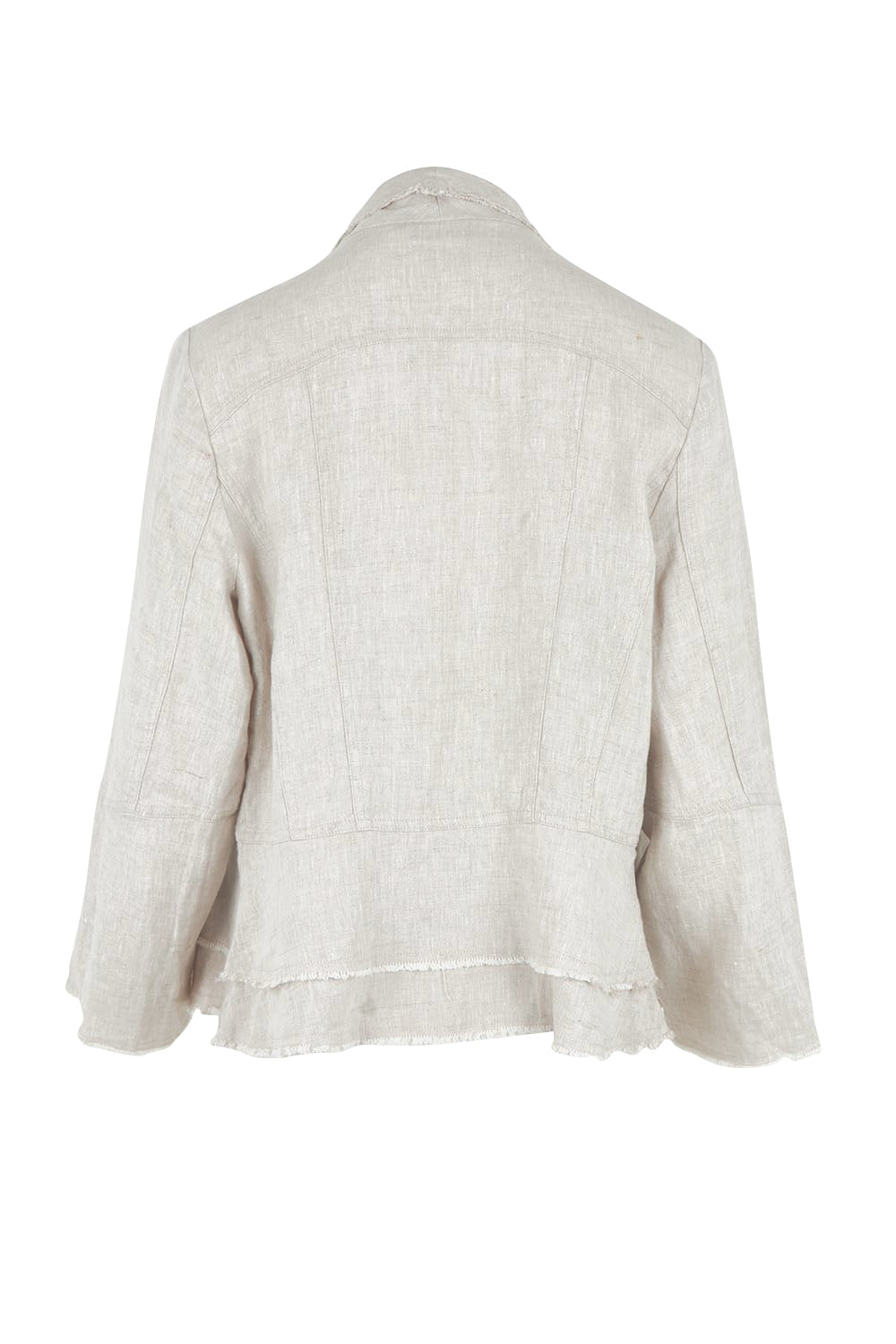 Product shot of the Linen Draped Jacket – Natural in colour Natural, from the back