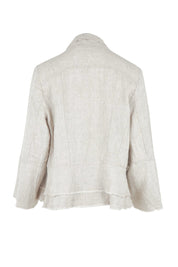 Product shot of the Linen Draped Jacket – Natural in colour Natural, from the back