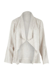 Product shot of the Linen Draped Jacket – Natural in colour Natural, from the front