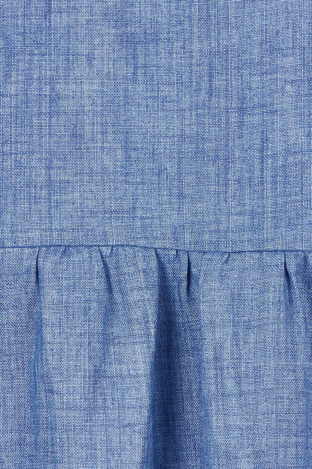 Product shot of the Linen Shirt Maker Dress in colour Denim (Blue), detail