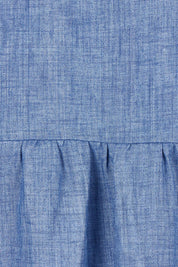 Product shot of the Linen Shirt Maker Dress in colour Denim (Blue), detail