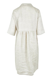 Product shot of the Linen Shirt Maker Dress in colour Natural, from the back