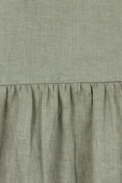 Product shot of the Linen Shirt Maker Dress in colour Olive (Green), detail