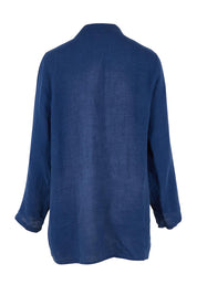 Product shot of the Linen Extra Soft Relaxed Shirt in colour Navy (Blue), from the back