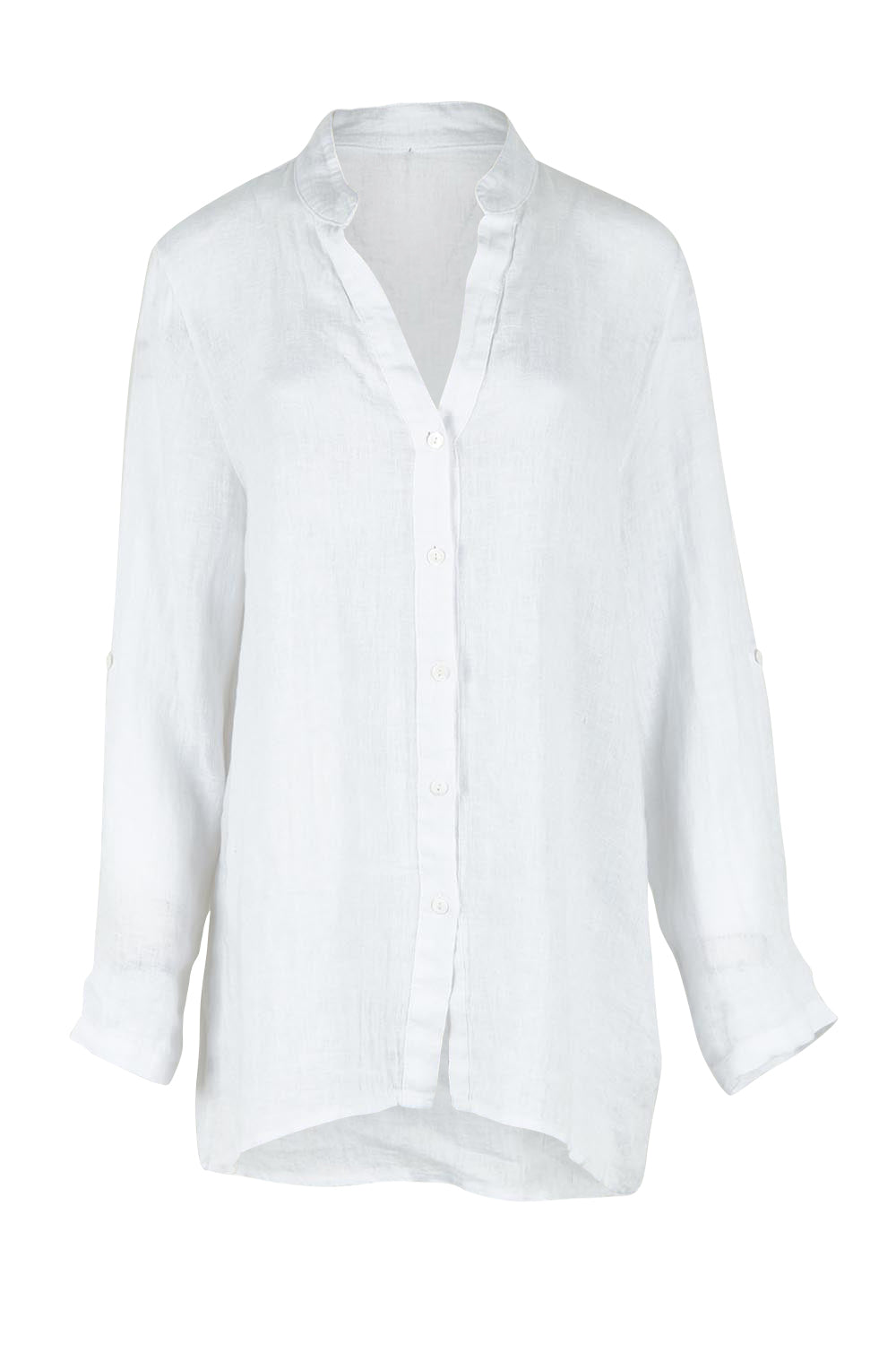 Product shot of the Linen Extra Soft Relaxed Shirt in colour White (White), from the front