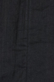 Product shot of the Linen 3/4 Sleeve Top in colour Black (Black), detail