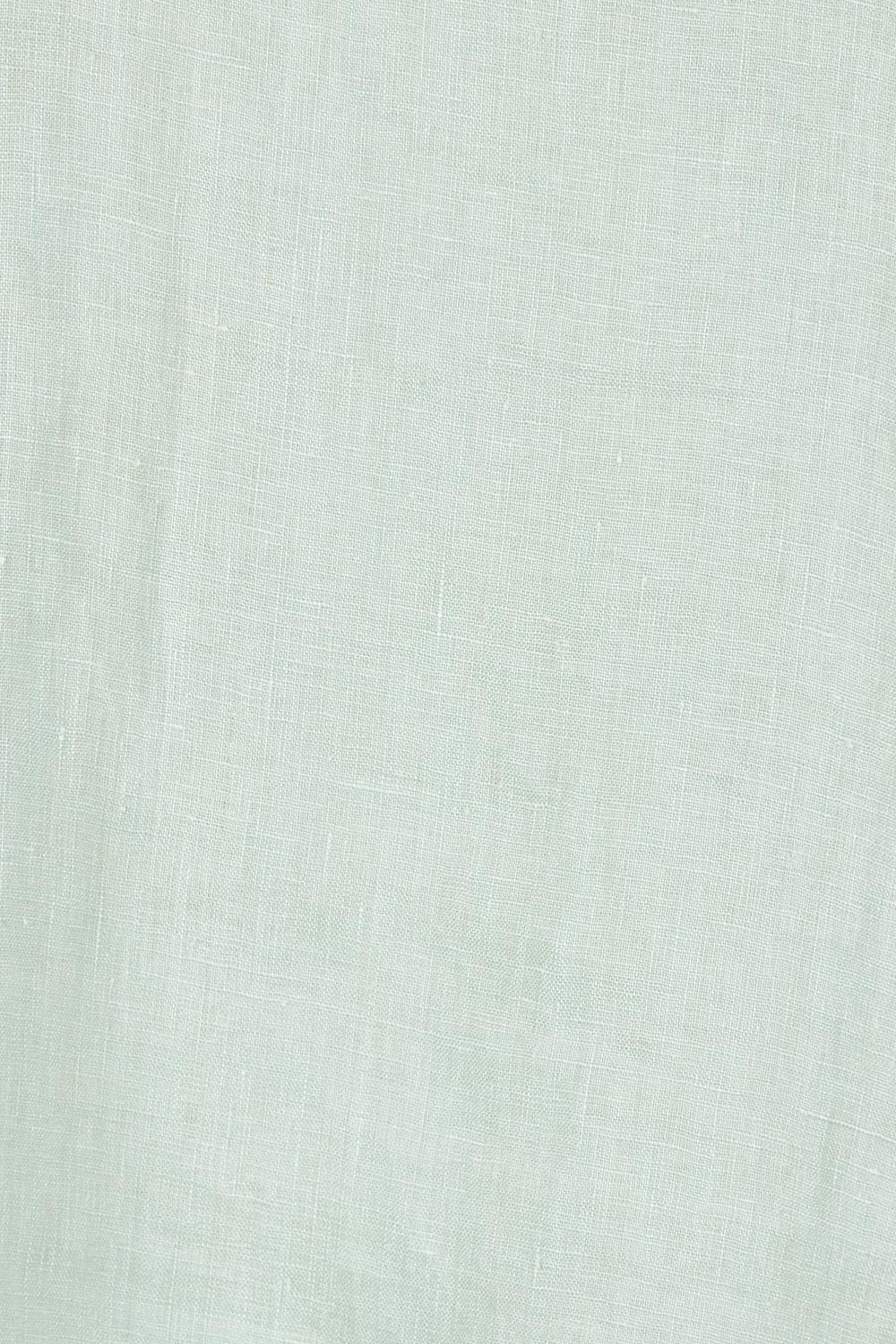 Product shot of the Linen Short Sleeve Top in colour Seafoam (Green), detail