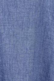 Product shot of the Linen V Neck Shift Dress in colour Denim (Blue), detail