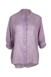 Product shot of the Cotton Button Down Blouse – Grape in colour Grape, from the front