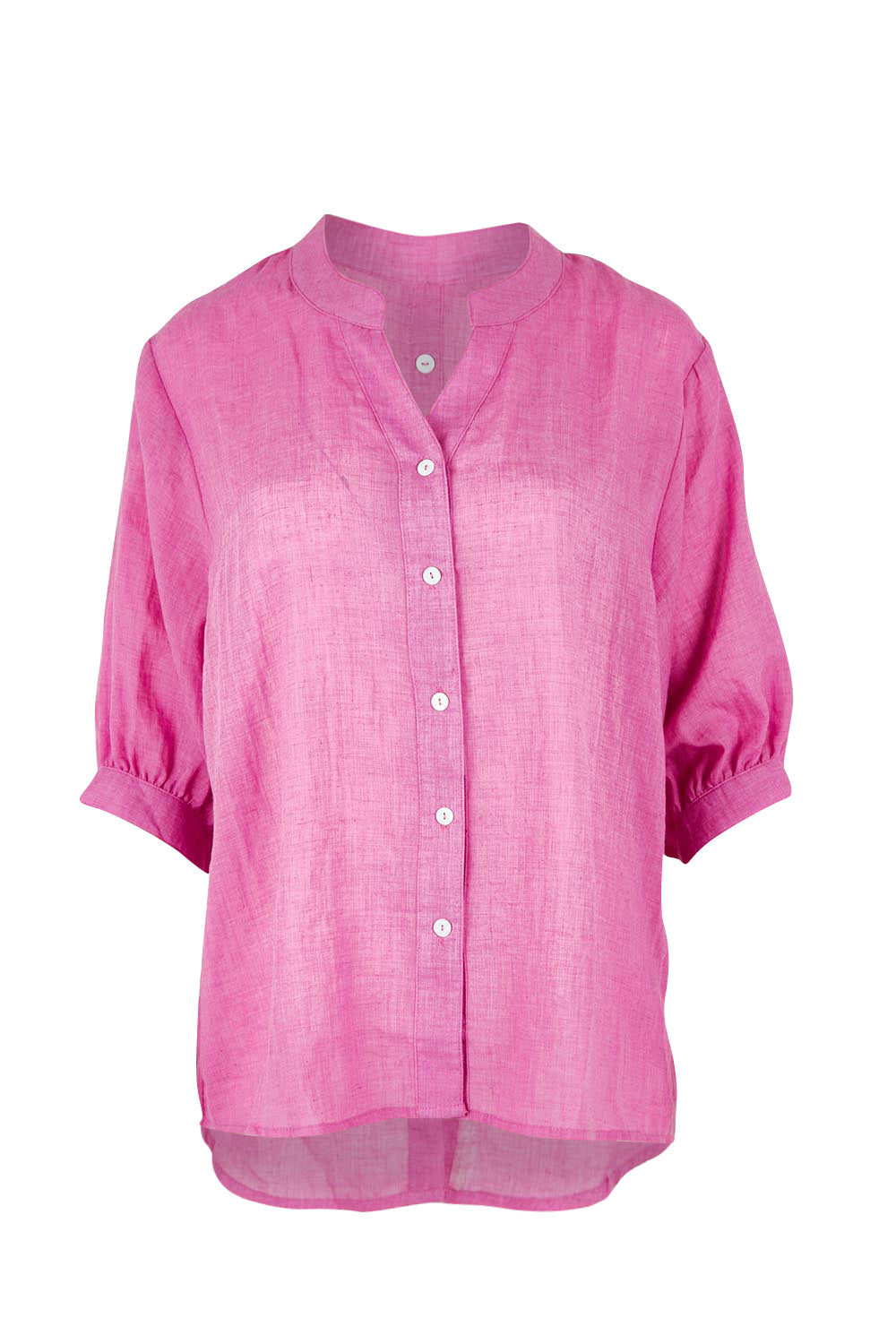 Product shot of the Cotton Button Down Blouse in colour Pink (Pink), from the front
