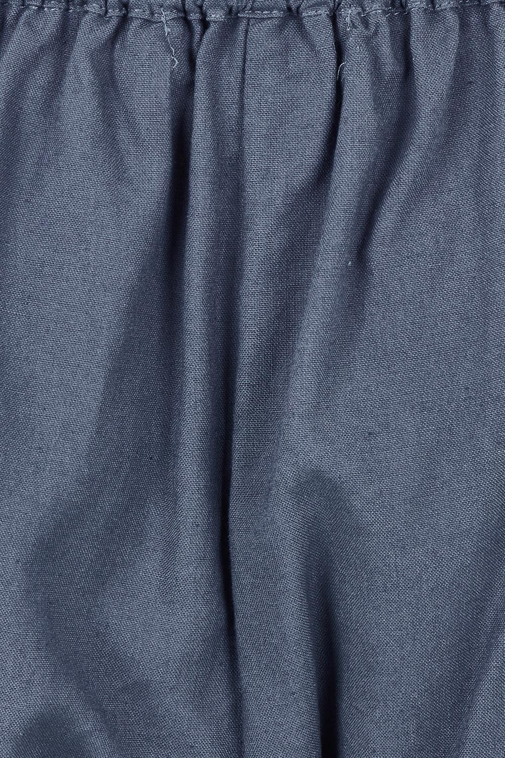 Product shot of the Linen Cotton Pull On Shorts in colour Denim (Blue), detail