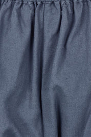 Product shot of the Linen Cotton Pull On Shorts in colour Denim (Blue), detail