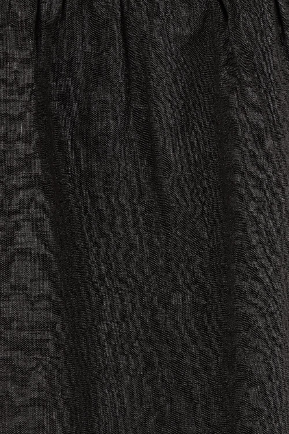 Product shot of the Linen Throw On Dress in colour Black (Black), detail