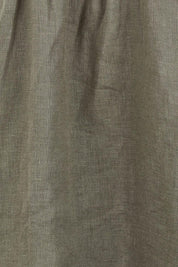 Product shot of the Linen Throw On Dress in colour Olive (Green), detail
